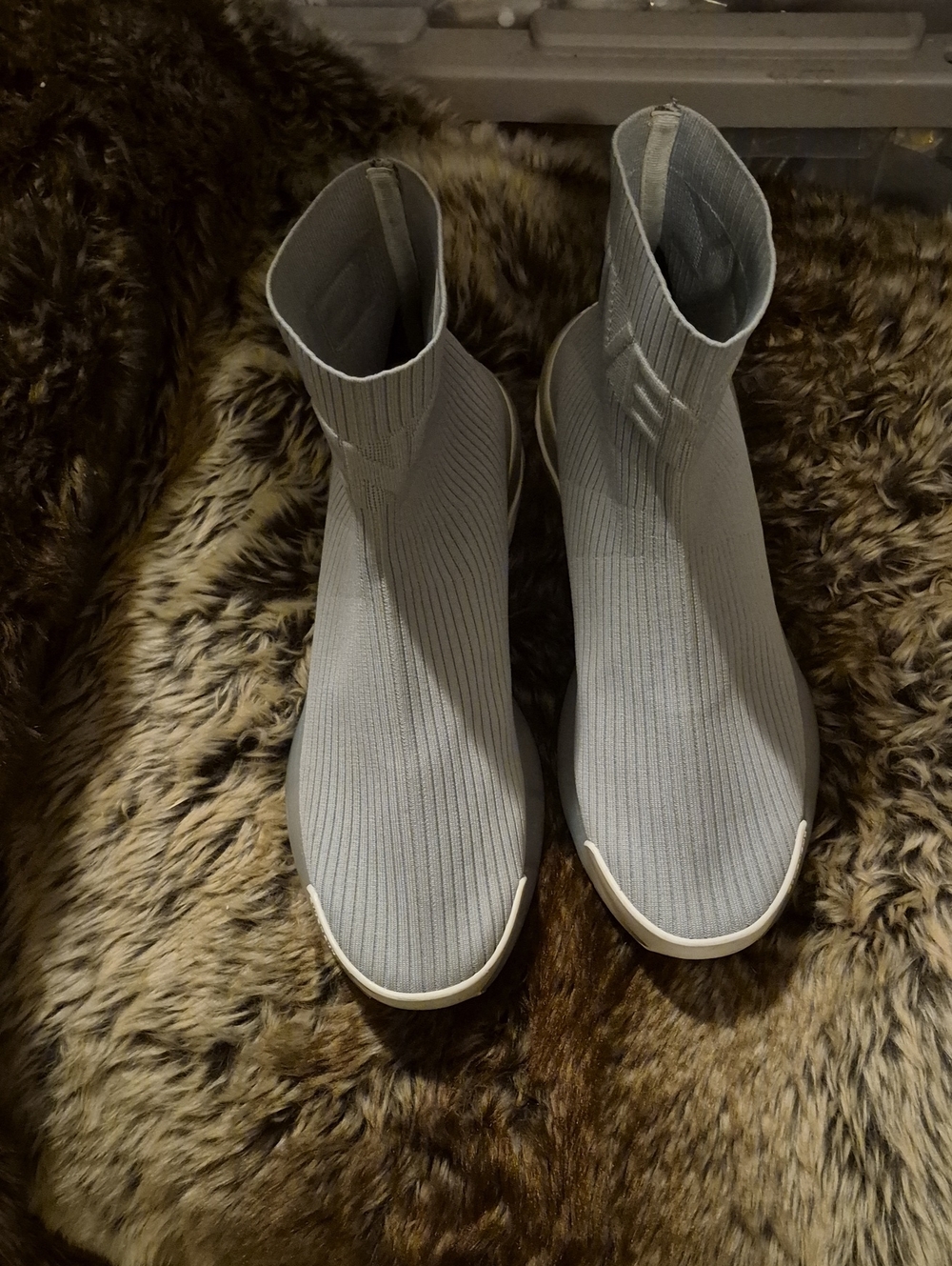Light Gray Knit Sock Sneaker Boot for Women